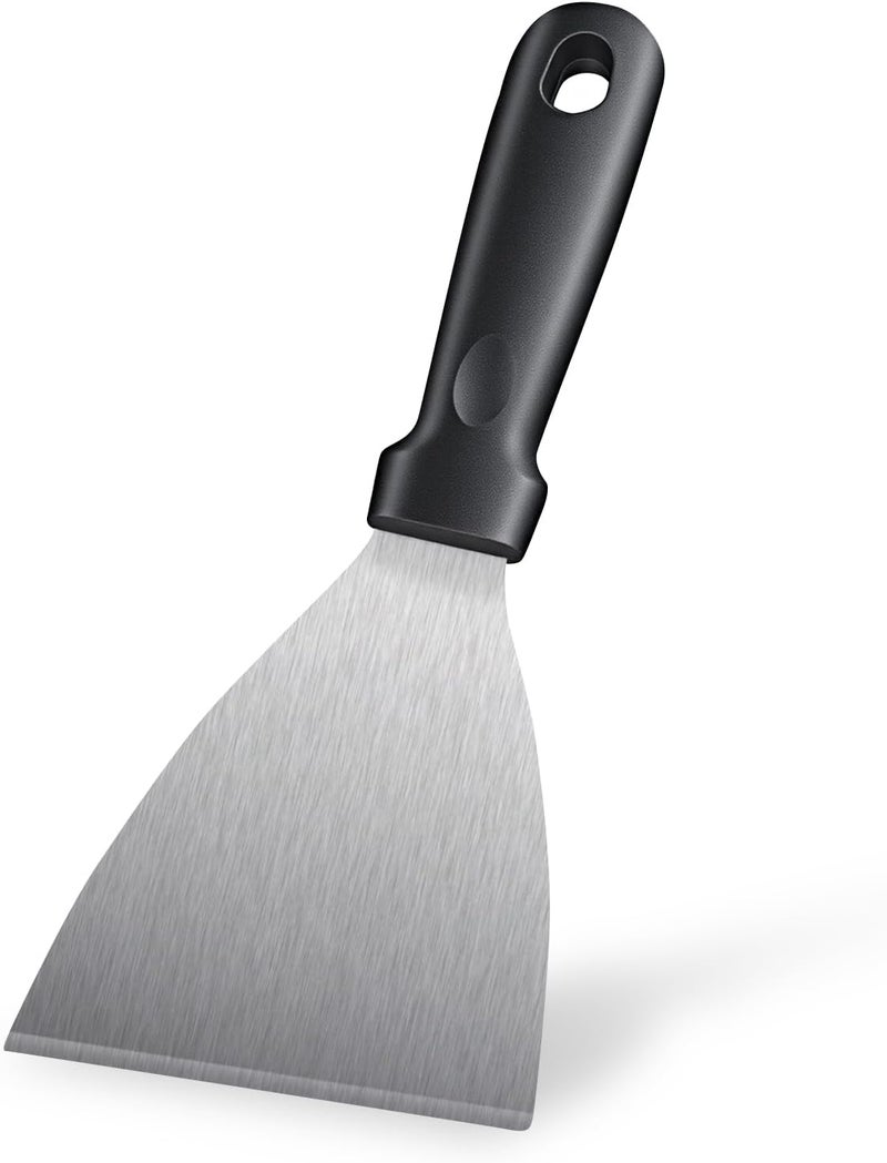 HANWRAPS Griddle Scraper，Stainless Steel Grill Scraper,Slant Edge Metal Spatula for Teppanyaki Flat Top BBQ,Grill Cooking,Frying Steak Pork Chop Chicken Chop,Dishwasher Safe - Image 1